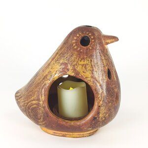Handmade Pottery Bird Candle Holder / Lantern – Rustic Stoneware, Tealight